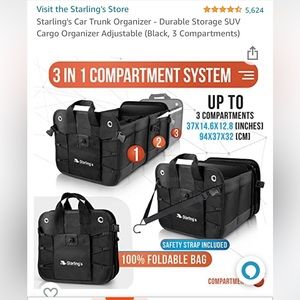 Car or SUV trunk organizer. Adjustable, foldable, durable. New. 3 dividers. Nice